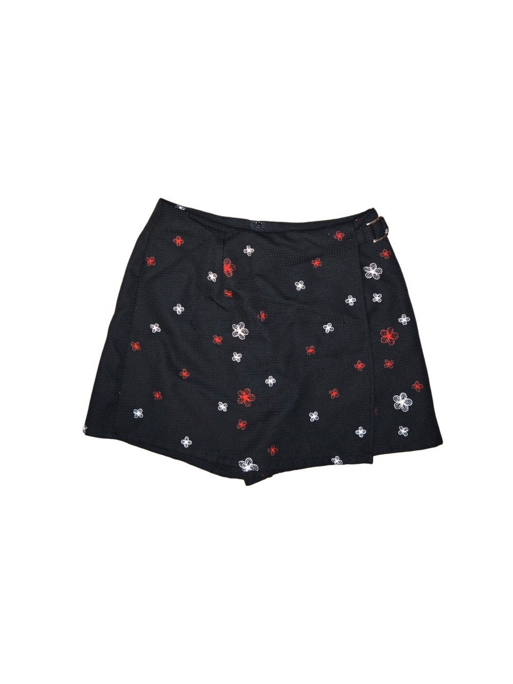 Vintage 90s Black Floral Embroidered Mini Skirt!